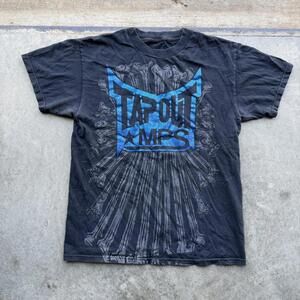 Vintage Y2K Tapout T-shirt black blue MMA Style Cyber size small